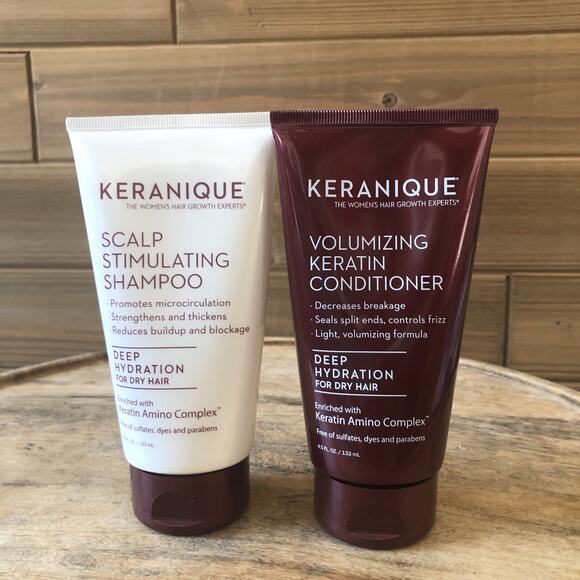 KERANIQUE Volumizing Hair Growth Shampoo Scalp Stimulating Conditioner 3.4 oz - Picture 1 of 6
